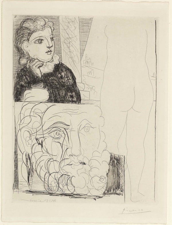 Pablo Picasso, Femme Accoude, Sculpture et dos et tete barbue, 1933