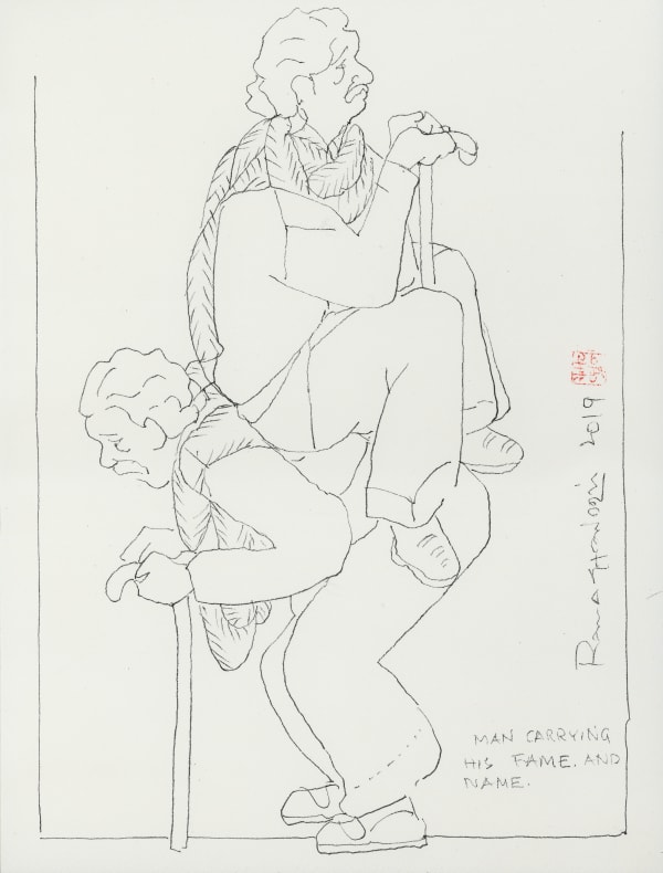 A. Ramachandran, Man Carrying his Frame and Name, 2019