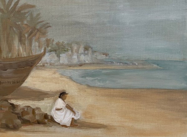 Joya Mukerjee Logue, Woman with Boat at Sea, 2022