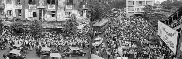 Sooni Taraporevala, Timepass. Spectators looking up to see the Salaam Bombay! Shoot, but there's nothing to be seen as the set is boarded up to keep out sound, Bombay, 1987