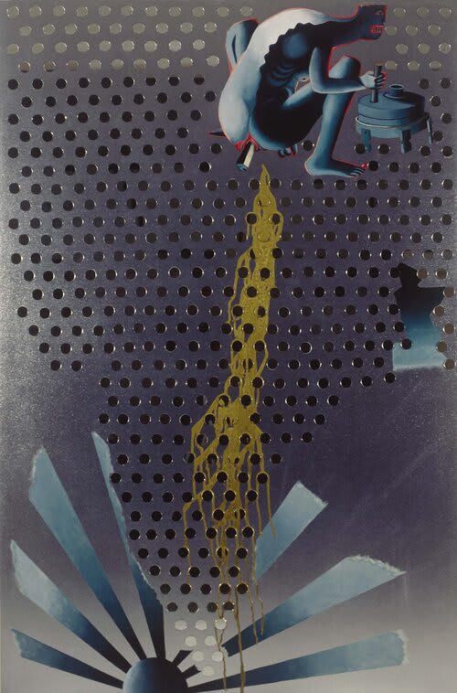 Atul Dodiya, Man with Chakki, 1998