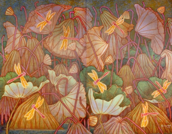 A. Ramachandran, Dead lotus pond in winter (Diptych), 2017