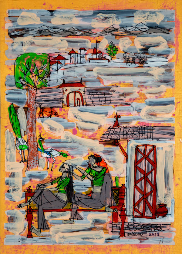 Jyoti Bhatt, Village Scene, 2019