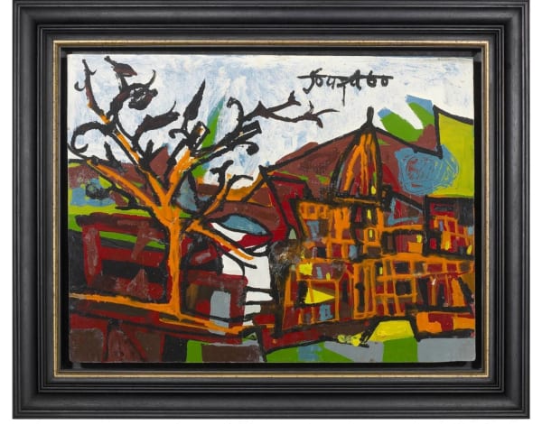 F.N. Souza, Landscape with a Temple,goa, 1960