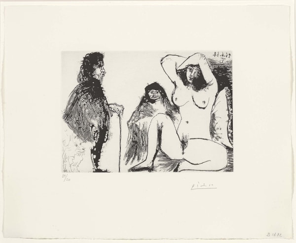 Pablo Picasso, Visiteur avec son chien chez une jeune Femme avec la Celestine (numbered 35/50, 1968