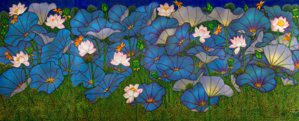 A. Ramachandran, Lotus Pond with Wild Grass, 2020
