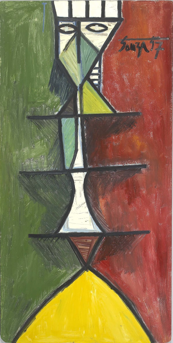 F.N. Souza, Untitled (Red and green Background), 1957