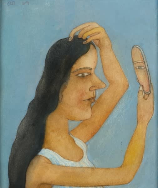 Jogen Chowdhury, Young Lady with a Mirror, 1987