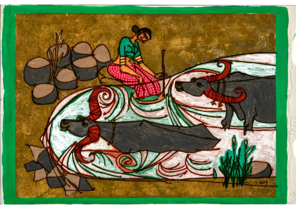 Jyoti Bhatt, Her Buffalos, 2019