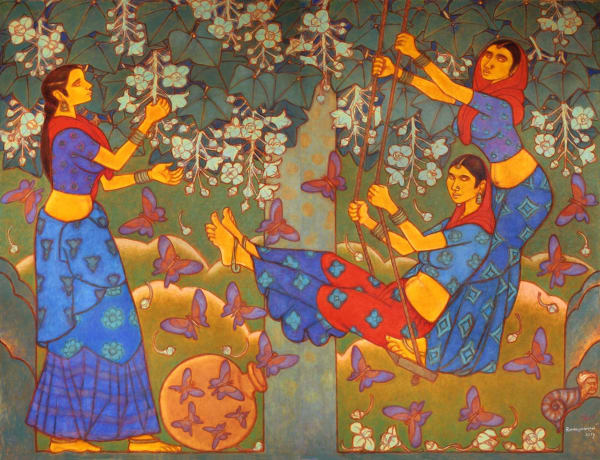 A. Ramachandran, Girls on the Swing, 2017