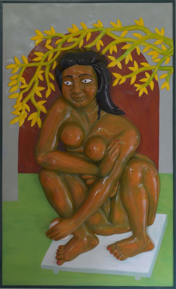 Ravinder Reddy, Woman Bathing (Painted Relief), 1991