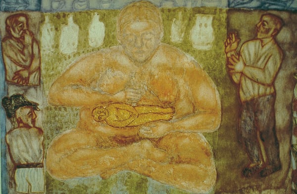 Arpita Singh, A woman with a girl child II, 1994