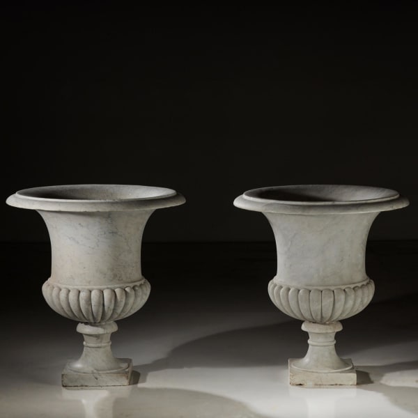 A Pair of Large Marble Campana Urns , C.1815