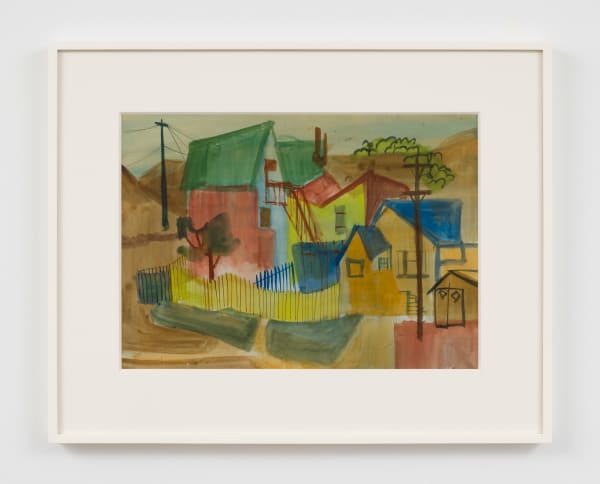 a drawing of a group of colorful houses