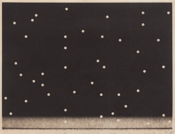 an abstract work on paper with black backround