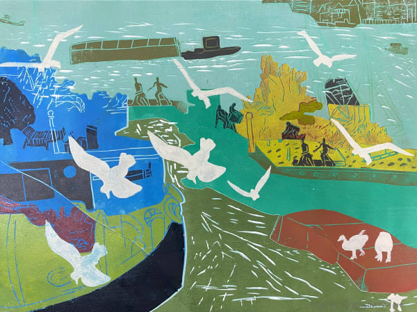Gail Mallatratt, Birds Over Moorings, 2022