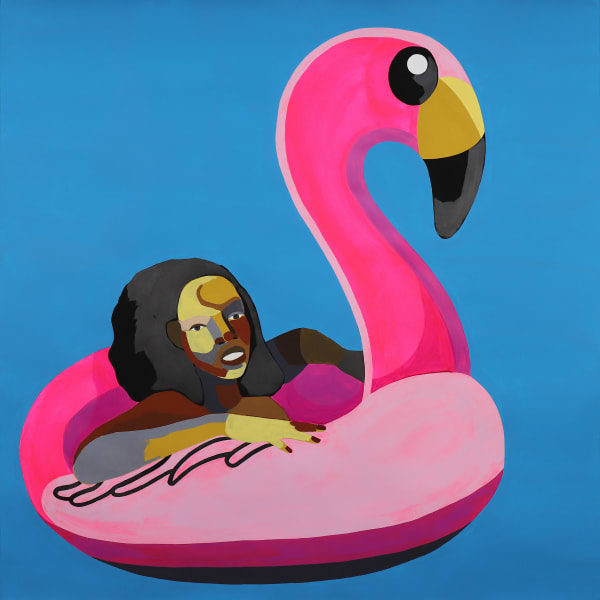 Derrick Adams, Floater 61, 2017 (pink flamingo), 2017