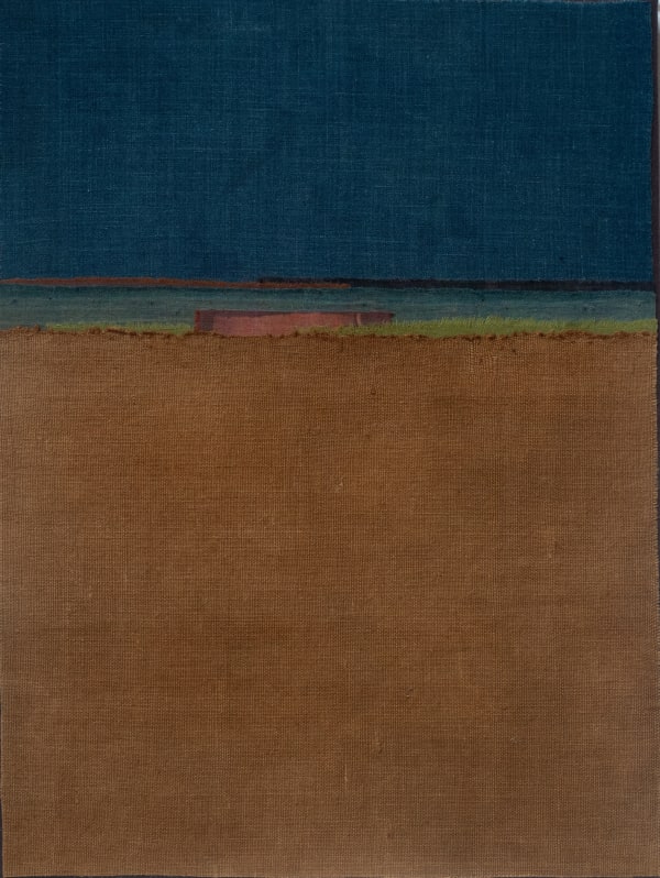 Mary Norden Now There Now Gone, 2024 Vintage fabrics on canvas 40 x 30 cm + frame Signed and dated verso