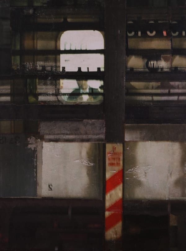 Anna van Oosterom Untitled, 2018 Transfer, collage on canvas + frame 61 x 45 cm Series: Subway Signed and dated verso