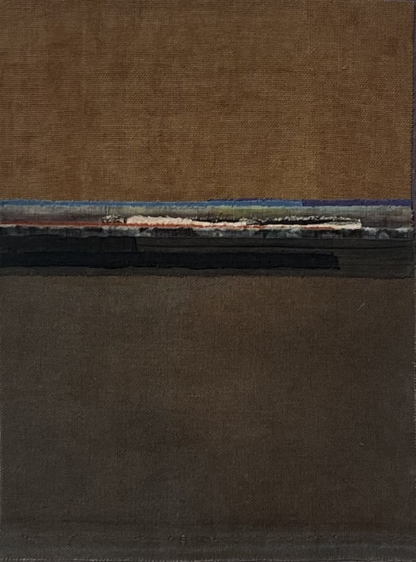 Mary Norden Ripples, 2024 Vintage fabrics on canvas 40 x 30 cm + frame Signed and dated verso