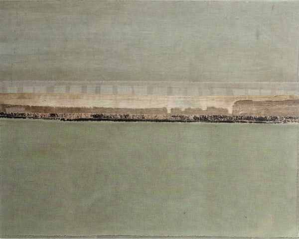 Mary Norden Evening, 2024 Vintage fabrics on canvas 40 x 50 cm + frame Signed and dated verso