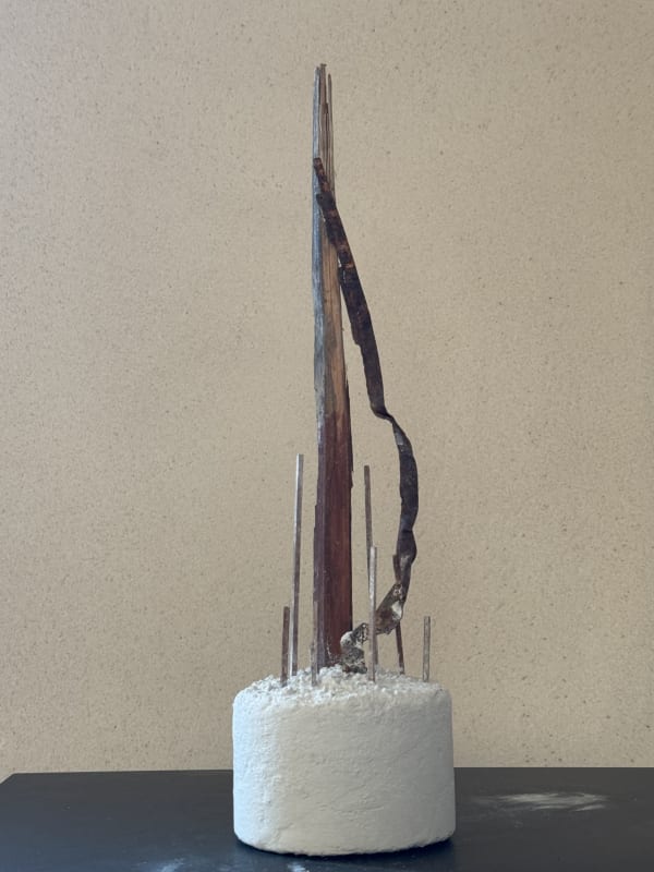 Andrew Hewish Salamis, 2025 Tinos Marble, plaster ,metal, wood 20 x 9 x 9 cm Signed and dated