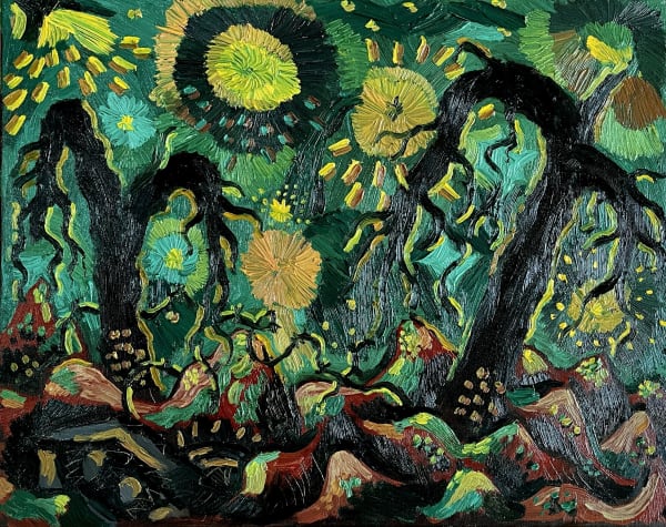 Miroslav Pomichal Landscape with willow trees, 2024 Oil on canvas 40 x 50 cm Signed and dated