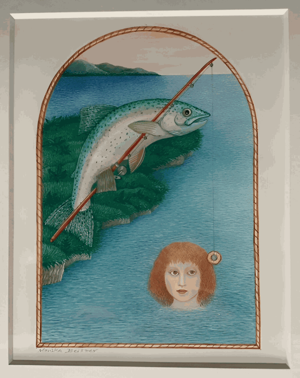 Monika Beisner Fisherman Trout, 1986 Watercolour 13.5 x 9.5 cm + frame Signed and dated