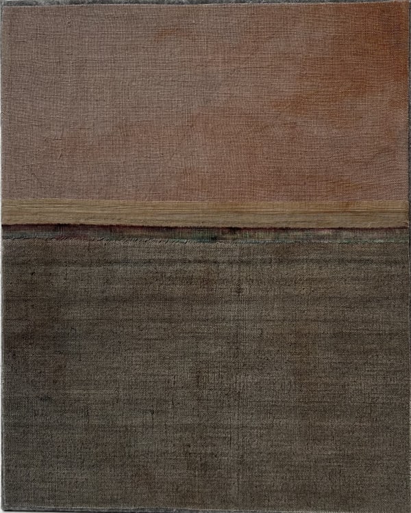 Mary Norden Dusk, 2024 Vintage fabrics on canvas 30 x 24 cm + frrame Signed and dated verso