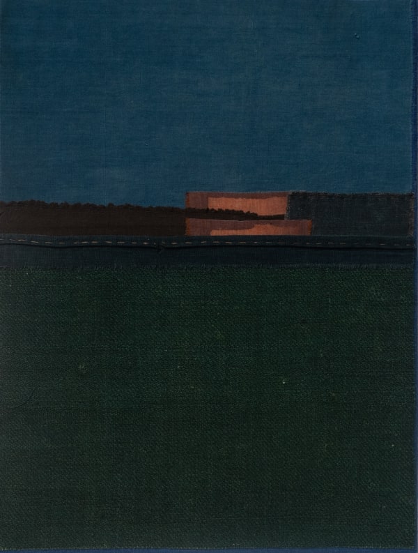 Mary Norden Waiting for the Night Owls, 2024 Vintage fabrics on canvas 40 x 30 cm + frame Signed and dated verso