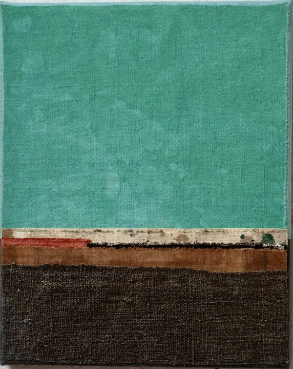 Mary Norden Somewhere, 2024 Vintage fabric on canvas 30 x 24 cm + frame Signed and dated verso