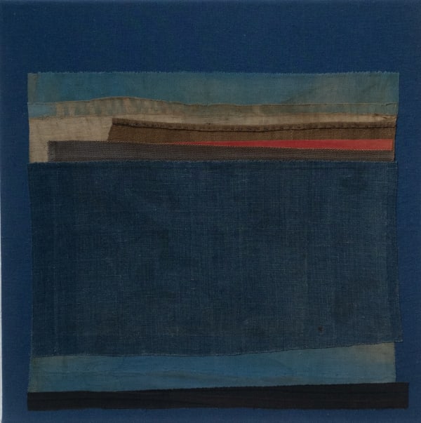 Mary Norden Coastal Drive West, 2024 Vintage fabrics on canvas 40 x 40 cm + frame Signed and dated verso