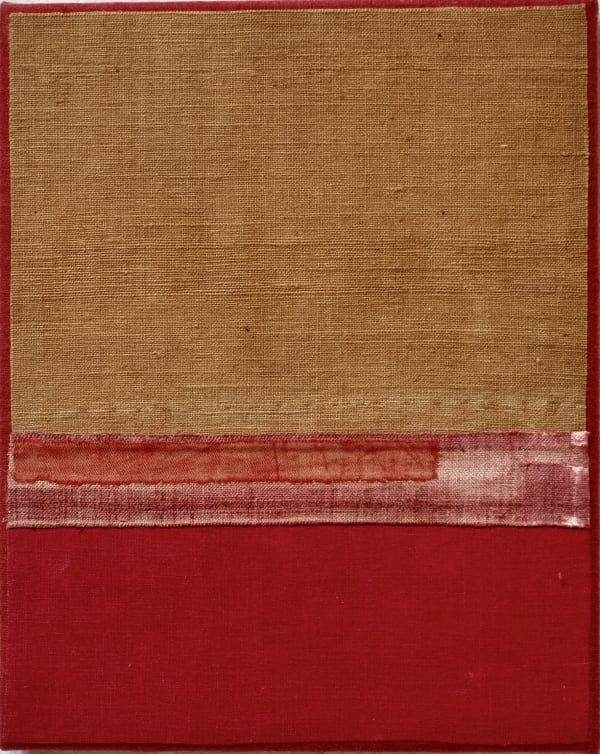Mary Norden Somewhere 2, 2024 Vintage fabric on canvas 30 x 24 cm + frame Signed and dated verso