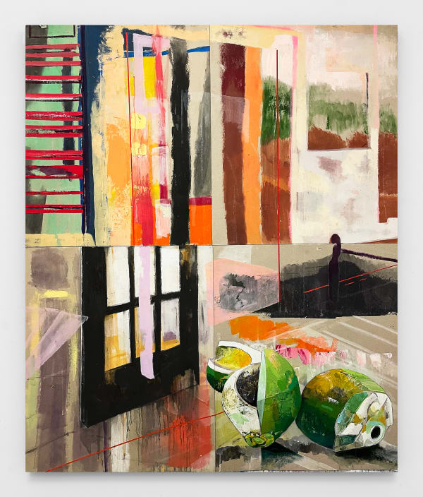 Che Lovelace Memory of an Interior with Coconuts, 2015-2021 Acrylic and dry pigment on board panels 60 x 50 in 152.4 x 127 cm