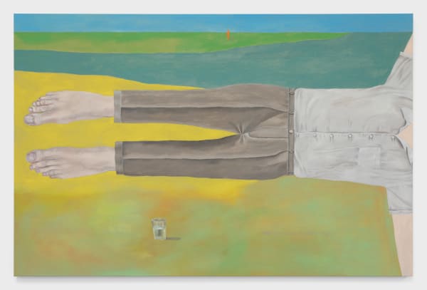 Michael Hilsman Man With Glass of Water, 2023 Oil on linen 58 x 88 in 147.3 x 223.5 cm