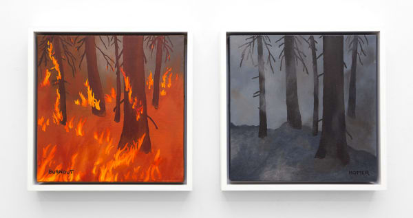 Jessie Homer French Burnout, 2000 Oil on canvas Diptych, 2 Panels 12 x 12 each 30.48 x 30.48 cm