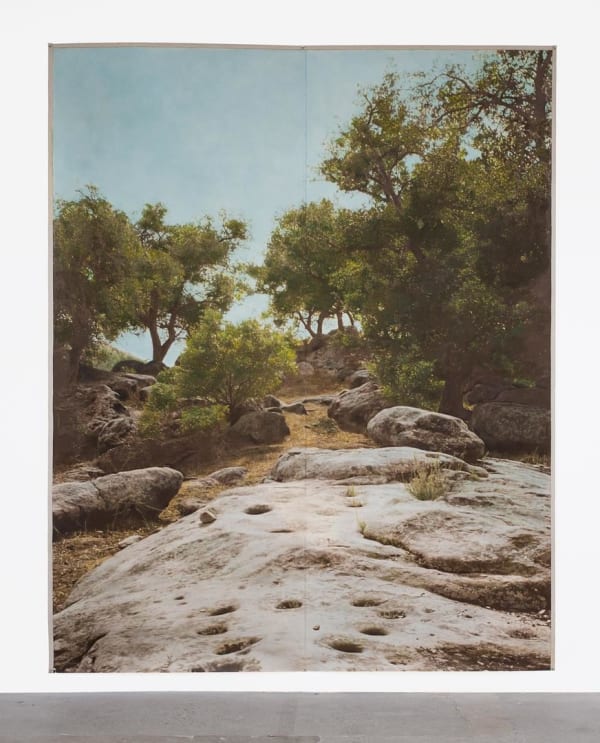 The Harrisons Meditation on the Gabrieleno, Whose Name for Themselves is No Longer Remembered, 1976 Photograph, graphite, colored pencils, ink and oil on canvas 144 x 90 ins 365.76 x 228.6 cm