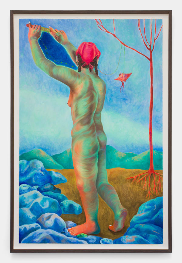 Lily Wong Into the Ripe Air, 2022 Acrylic on paper 65 x 41 3/4 in 165.1 x 106 cm