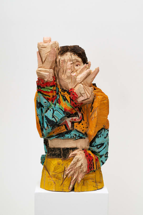 Donghoon Rhee After Like, 2022 Acrylic on elm 34 5/8 x 18 1/8 x 14 5/8 in 88 x 46 x 37 cm