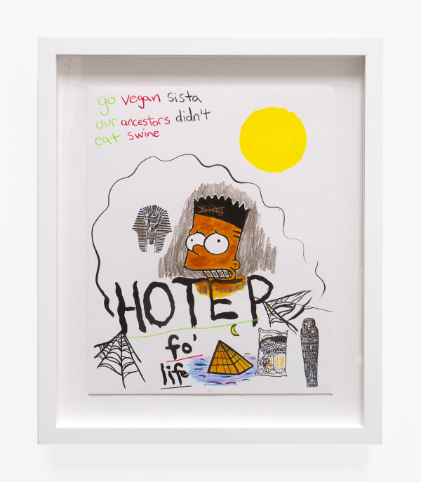 David Leggett African booty scratcher, 2017 Screen print, acrylic, color pencil, and rubber stamp on paper 14 x 11 ins 35.56 x 27.94 cm