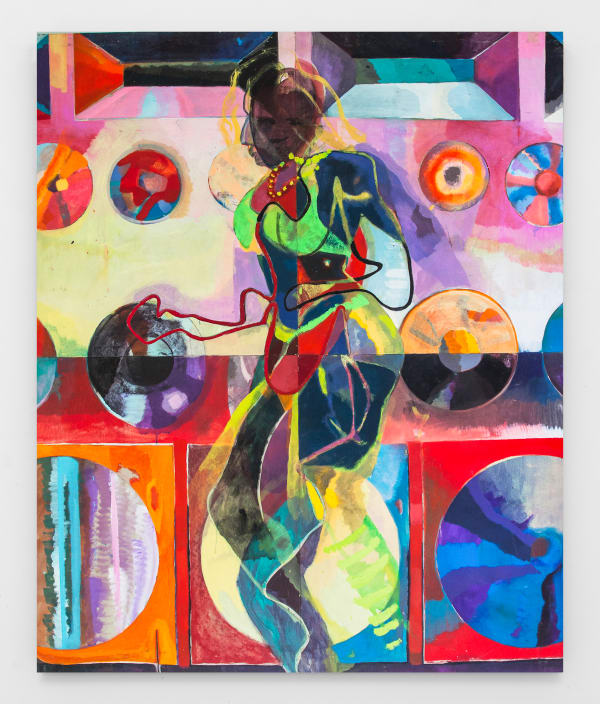 Che Lovelace Dancer by Speakers, 2017 Acrylic and dry pigment on board panels 60 x 50 in 152.4 x 127 cm