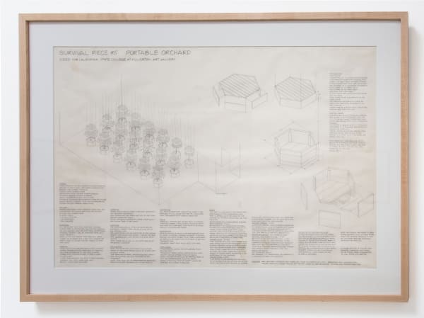 The Harrisons Survival Piece #5: Portable Orchard, 1972-73 Ink and graphite on paper 24 x 36 ins 60.96 x 91.44 cm