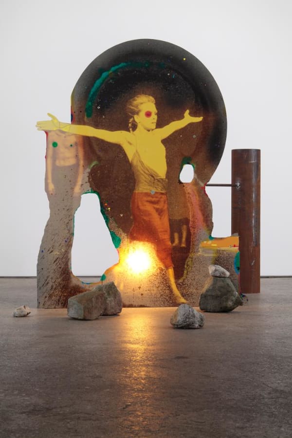 Lothar Hempel Acid and Iron, 2011 Photograph on metal, steel, paint, stones, lightbulb and MDF 77 1/8 x 78 6/8 x 104 ins 195.9 x 200.03 x 264.16 cm