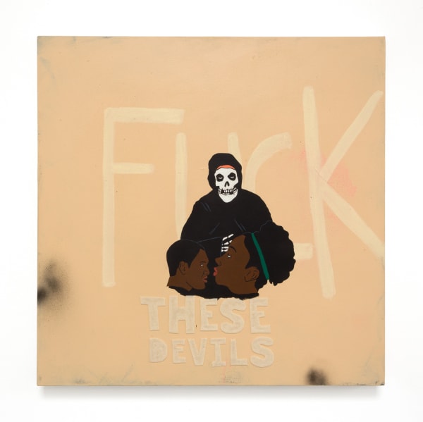 David Leggett Go ahead, I've seen everything but Christ (Name on lease), 2018 Acrylic and collage on canvas 30 x 30 ins 76.2 x 76.2 cm