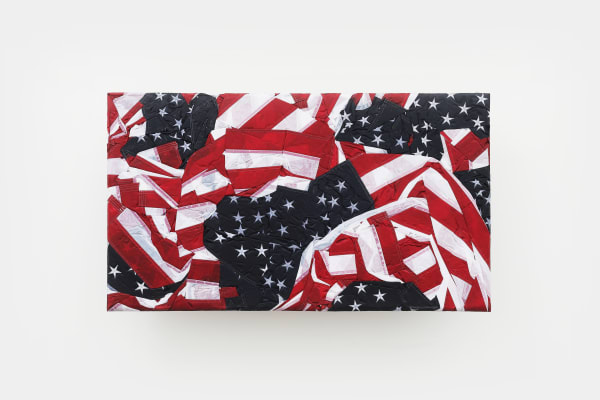 Josh Kline Reality Television 15, 2020 Nylon flags, polyurethane, epoxy, microfiber, mounting hardware 28 x 48 4/8 x 4 4/8 ins 71.12 x 123.5 x 11.5 cm