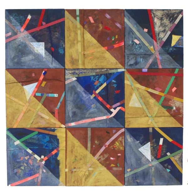 Jim Drain Dolphin Dream, 2015 Acrylic, colored pencil on paper, and mixed materials on burlap 65 x 65 x 2 ins 165.1 x 165.1 x 5.08 cm