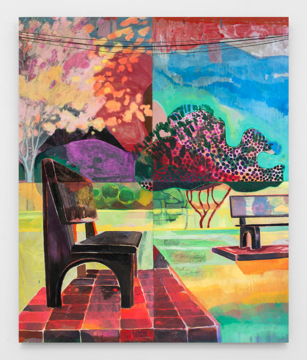 Che Lovelace Black Bench, 2016 Acrylic and dry pigment on board panels 60 x 50 in 152.4 x 127 cm