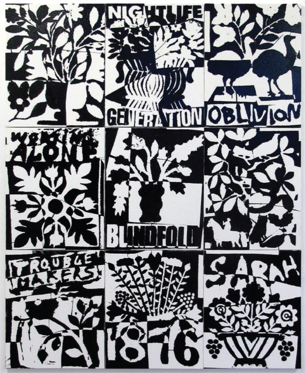 B. Thom Stevenson Quilt Painting 1, 2016 Oil and enamel on 9 canvases Nine canvases, each 20 x 16 inches, 60 x 48 total 50.8 x 40.64 cm