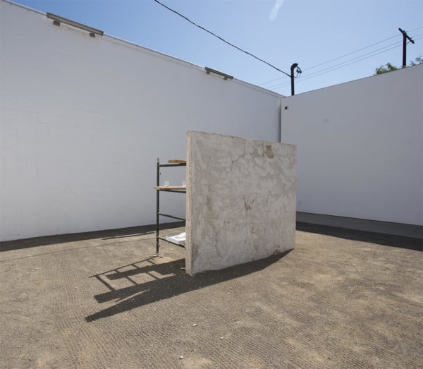 Mateo Tannatt Lehmbruck cafe, 2016 Cast cement wall, metal, wood, plaster, pigment, synthetic hair, glass, paint, water Dimensions variable