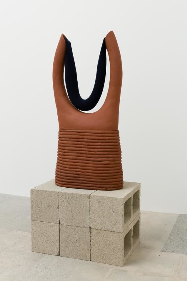 Anna Sew Hoy We catch up with our emotions in the a.m., 2015 Stoneware and mixed media 37 x 16 1/8 x 7 ins 93.98 x 41.27 x 17.78 cm